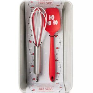 "Hohoho" Gray Speckled Loaf Pan Prep Set - Loaf Pan, Spatula, Whisk - by ktchn
